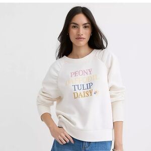 LOFT Floral Embroidered Shirred Shoulder Sweatshirt Size XXL